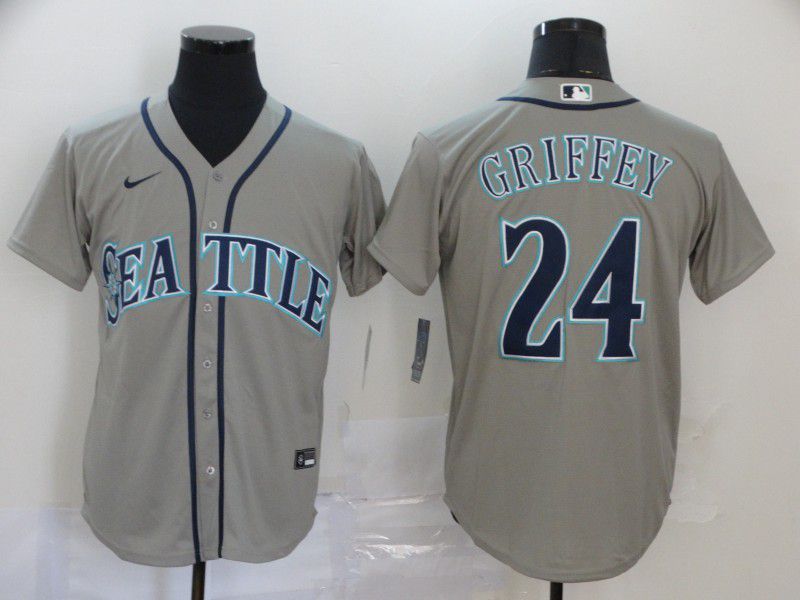 Men Seattle Mariners #24 Griffey Grey Nike Game MLB Jerseys->seattle mariners->MLB Jersey